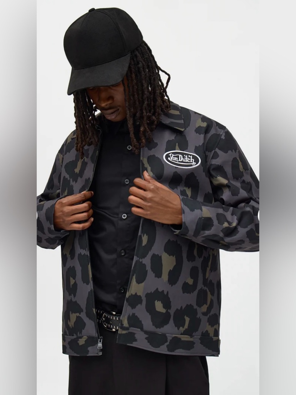 Von Dutch Black & Olive Leopard Camo Bomber Jacket - Picture 3 of 8